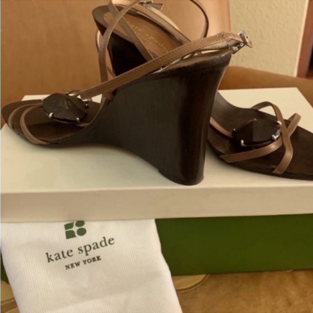 Kate Spade shoes sandals calfskin leather brown with gemstone size 8 - Picture 2 of 11